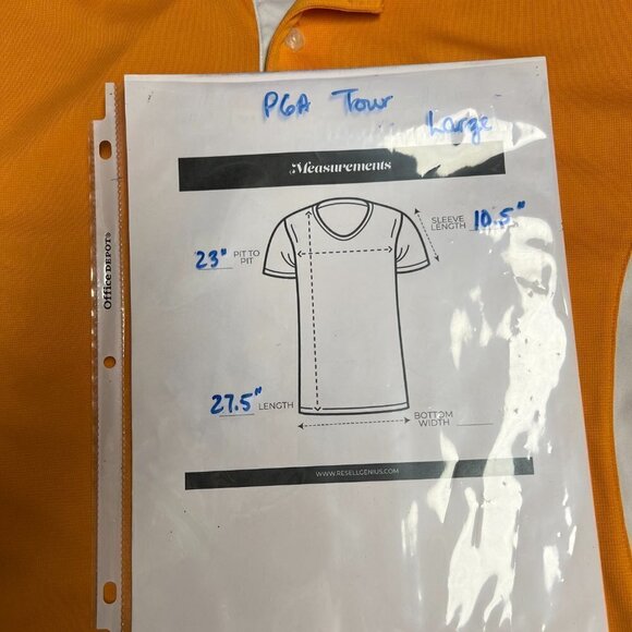 Men's PGA Tour University of Tennessee Orange and White Polo.  Size Large - Picture 6 of 6